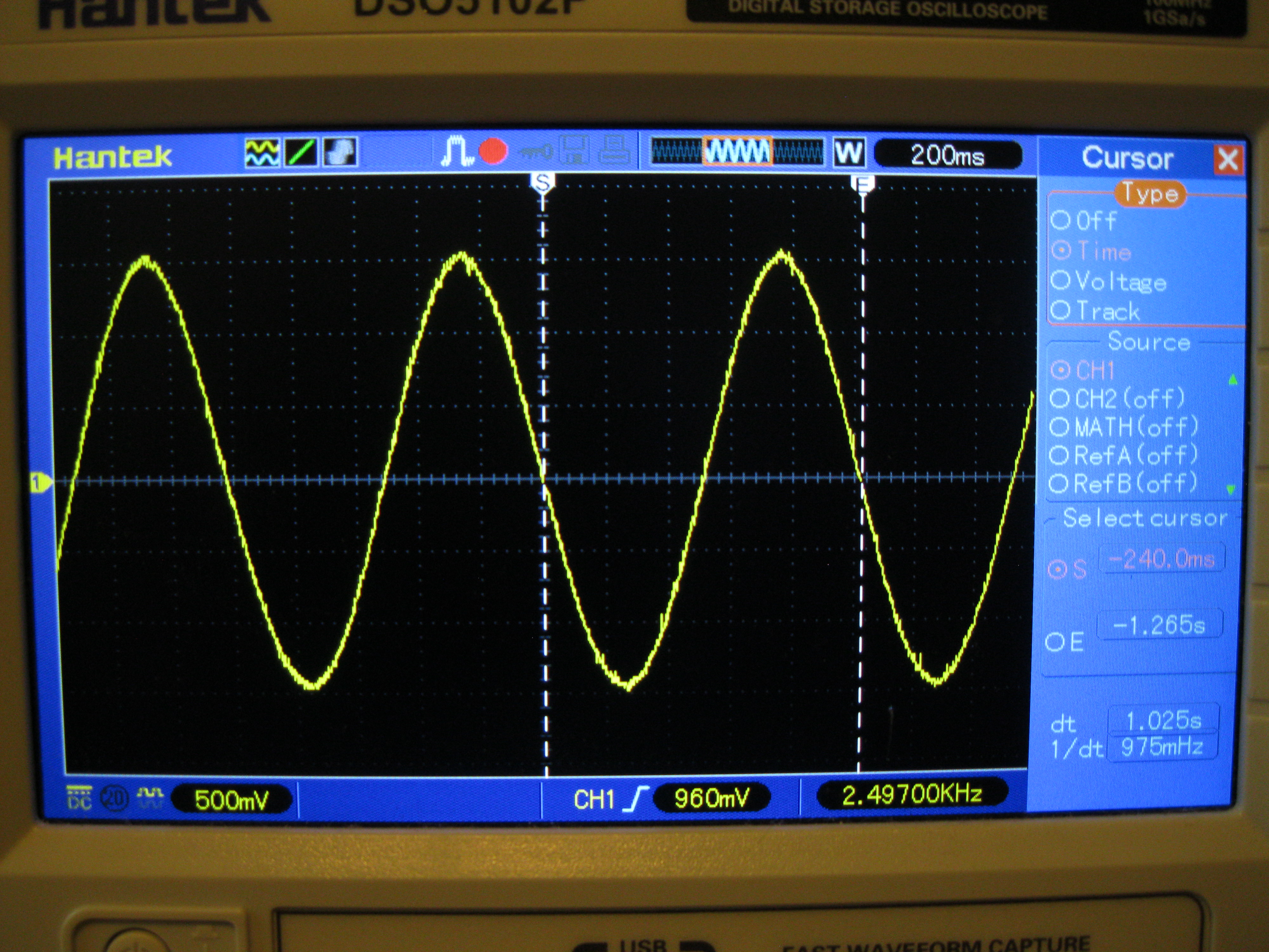 Picture of the test setup for the Function Generator